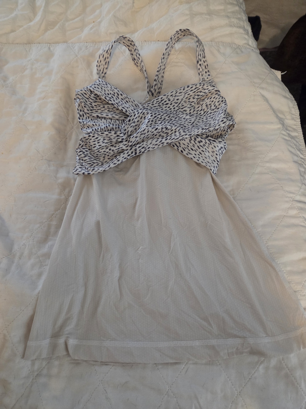 lululemon athletica Cream Tank Dress with Black Speckled Bodice